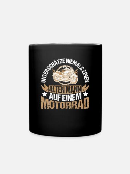 Unterschätze Niemals Alten Mann Auf Einem Motorrad - Tasse einfarbig - Schwarz
