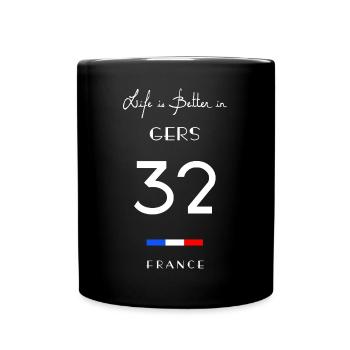 Das Leben ist besser GERS Nummer 32 Gascogne - Tasse einfarbig - Schwarz - Vorne