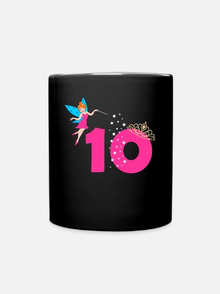 10.Geburtstag Mädchen Fee Zehn 10 Jahre Prinzessin - Tasse einfarbig - Schwarz