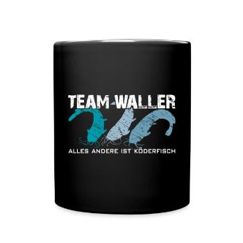 Wels angeln Waller fischen Team Waller - Tasse einfarbig - Schwarz - Vorne