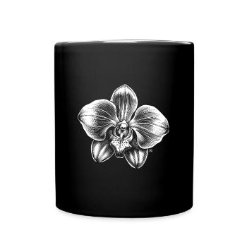 Schwarz-Weiße lineare Orchidee - Tasse einfarbig - Schwarz - Vorne