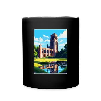 Fountains Abbey North Yorkshire Travel Poster WPA - Full Colour Mug - black - Front