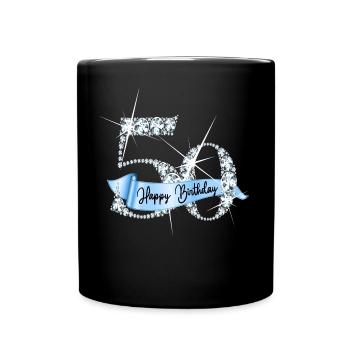 Design d’anniversaire en diamant pailleté pour le 50e anniversaire - Mug uni - noir - Devant