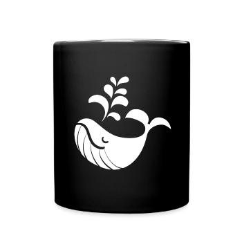 Wal mit Wasserstrahl-Design - Tasse einfarbig - Schwarz - Vorne