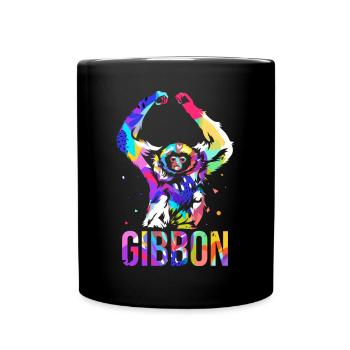 Fröhlicher Gibbon Kletterkünstler - Tasse einfarbig - Schwarz - Vorne