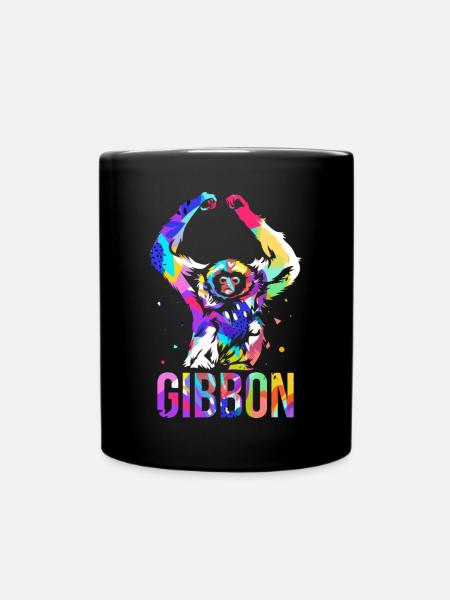 Fröhlicher Gibbon Kletterkünstler - Tasse einfarbig - Schwarz