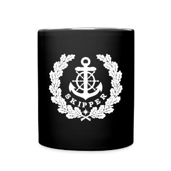 Skipper Anchor Logo blanc - Mug uni - noir - Devant