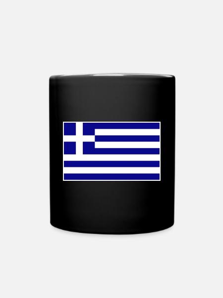 Griechenland Flagge - Tasse einfarbig - Schwarz