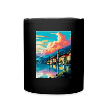 Lac de Côme Italie Affiche de voyage vintage Souvenir WPA - Mug uni - noir - Devant