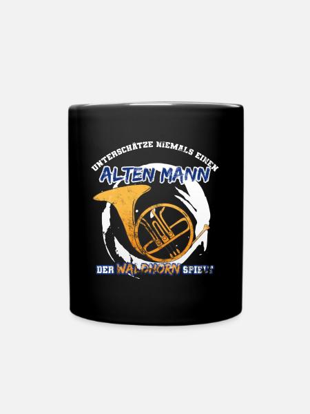 Waldhorn Geschenkidee - Tasse einfarbig - Schwarz