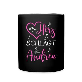 Mein Herz schlägt für Andrea - Tasse einfarbig - Schwarz - Vorne