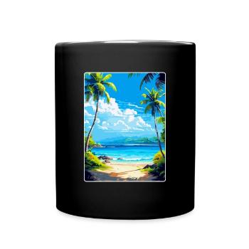 Islands Caribbean Travel Poster Souvenir - Full Colour Mug - black - Front