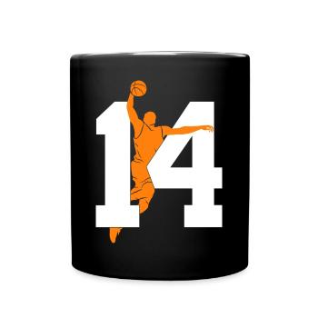 NUMMER 14 BASKETBALL 14. GEBURTSTAG - Tasse einfarbig - Schwarz - Vorne
