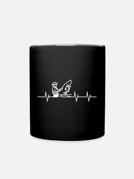 Herzschlag eines Anglers - Tasse einfarbig - Schwarz