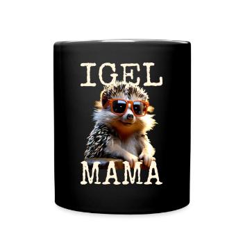 Igel Mama Mom Igelfrau Muttertag Igelmama Igel Mum - Tasse einfarbig - Schwarz - Vorne