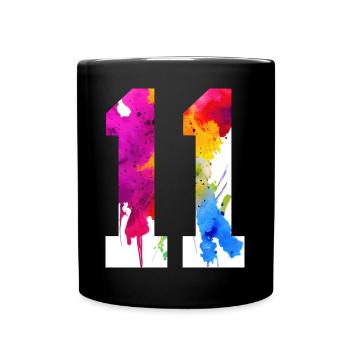 NUMBER 11 YEARS OLD 11TH BIRTHDAY - Full Colour Mug - black - Front