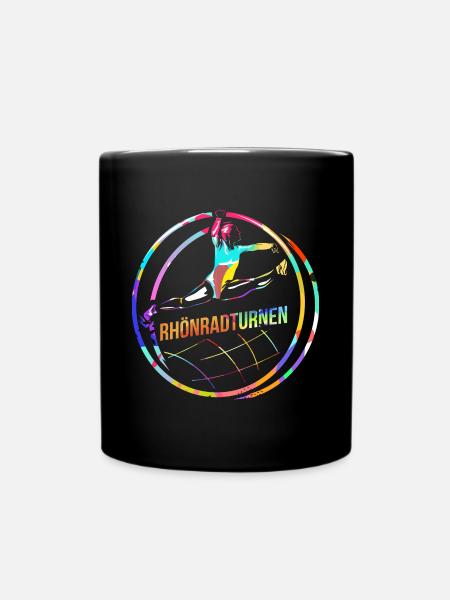 Schwungvolle Rhönrad Gymnastin - Tasse einfarbig - Schwarz