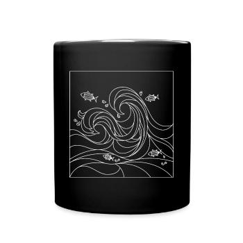 océan géométrique - Mug uni - noir - Devant