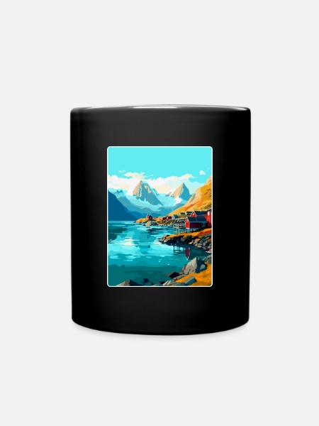 Lofoten Norwegen Vintage Reiseposter WPA - Tasse einfarbig - Schwarz