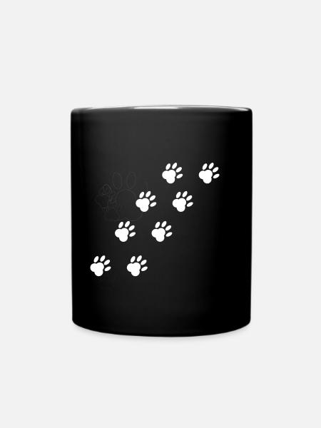 Pfotenabdrücke - Tasse einfarbig - Schwarz
