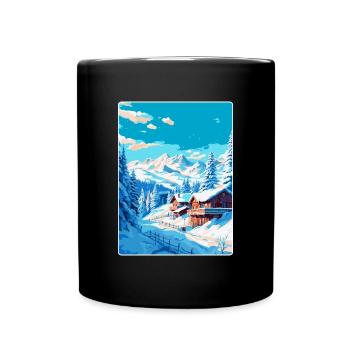 Meribel France Vintage Travel Poster Souvenir WPA - Full Colour Mug - black - Front