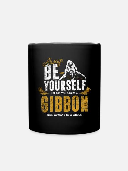 Neugieriger Gibbon Kletterkünstler - Tasse einfarbig - Schwarz