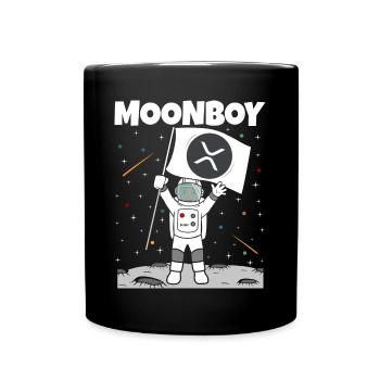 Moonboy XRP Mond Lustiges Krypto Moon - Tasse einfarbig - Schwarz - Vorne