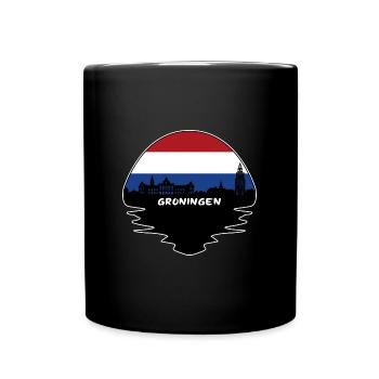 Groningen Niederlande Flagge Skyline Silhouette Trav - Tasse einfarbig - Schwarz - Vorne