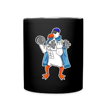Seemöwe Möwe Seemann Kapitän Fitness Hantel - Tasse einfarbig - Schwarz - Vorne