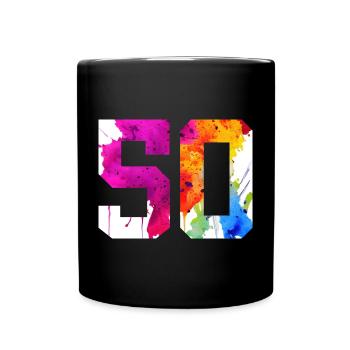 NUMBER 50 YEARS OLD 50TH BIRTHDAY - Full Colour Mug - black - Front