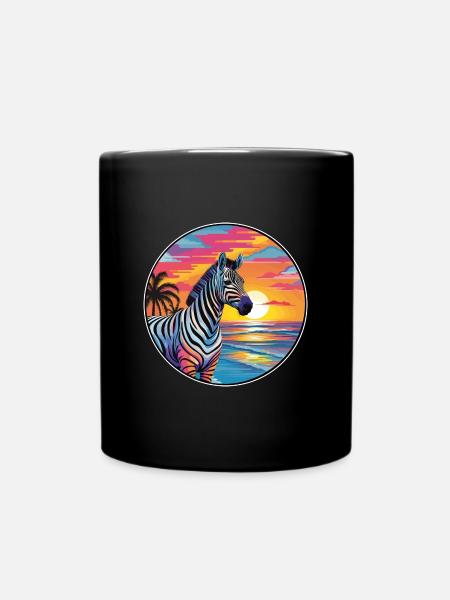 Zebra buntes Aquarell Cartoon Kawaii Tier - Tasse einfarbig - Schwarz