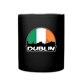 Dublin Irland Flagge Skyline Silhouette Reisen - Tasse einfarbig - Schwarz - Vorne