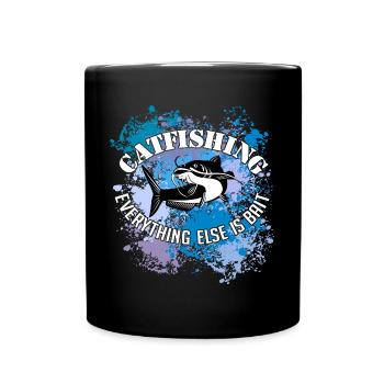 Wels Waller fischen Wels auf Farbklecksen - Tasse einfarbig - Schwarz - Vorne
