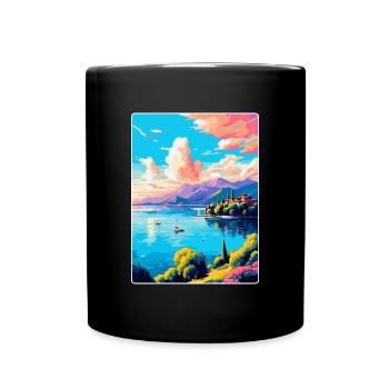 Lake Maggiore Switzerland Vintage Travel Poster - Full Colour Mug - black - Front