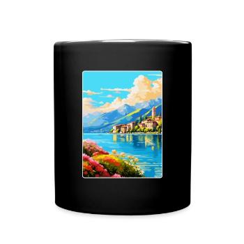 Lac de Côme Italie Affiche de voyage vintage Souvenir WPA - Mug uni - noir - Devant