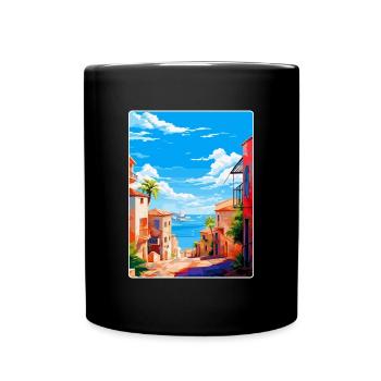 Palma Nova Spain Vintage Travel Poster Souvenir - Full Colour Mug - black - Front