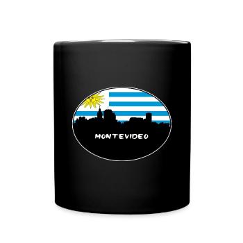 Montevideo-Uruguay-Flaggen-Skyline-Schattenbild-Reise - Tasse einfarbig - Schwarz - Vorne