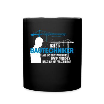 Zupackender Bauleiter Baustelle - Tasse einfarbig - Schwarz - Vorne
