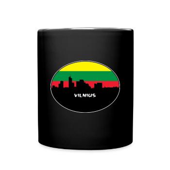 Vilnius Litauen Flagge Skyline Silhouette Reisen - Tasse einfarbig - Schwarz - Vorne