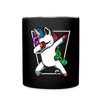 Unicorn Dab with Rainbow - Full Colour Mug - black - Front