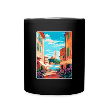 St Tropez France Affiche de voyage vintage souvenir - Mug uni - noir - Devant