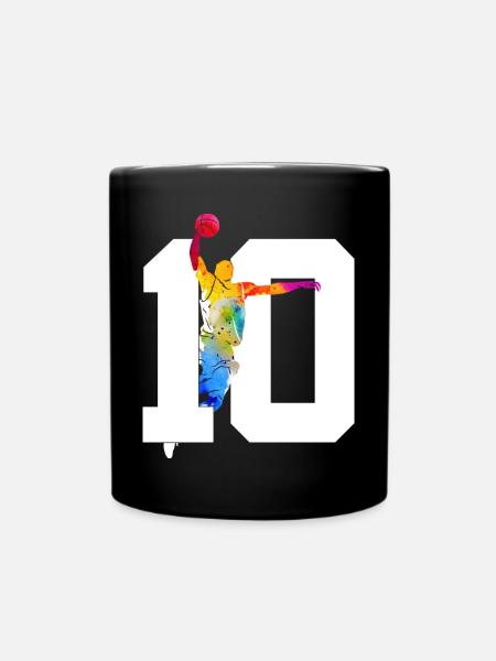 NUMMER 10 BASKETBALL 10. GEBURTSTAG - Tasse einfarbig - Schwarz