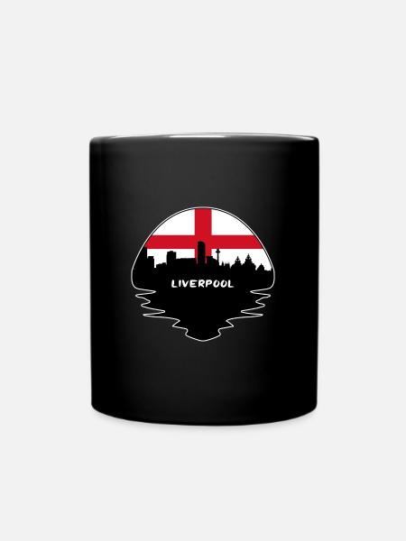 Liverpool-England-Flaggen-Skyline-Schattenbild-Reise - Tasse einfarbig - Schwarz