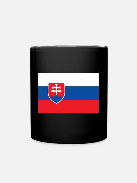 Slowakei – Flagge der Slowakei mit Wappen - Tasse einfarbig - Schwarz