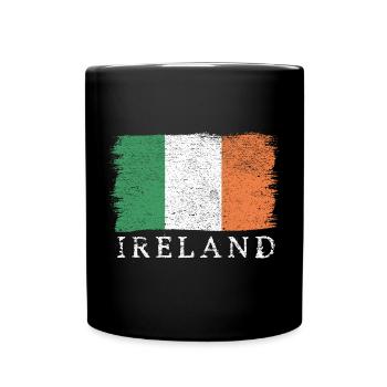 Irland Irische Flagge Irlandflagge - Tasse einfarbig - Schwarz - Vorne