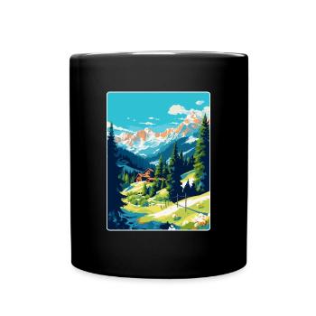 Gstaad Switzerland Vintage Travel Poster Souvenir - Full Colour Mug - black - Front