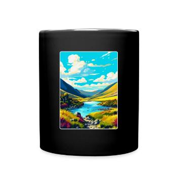 Wicklow Mountains Irland Vereinigtes Königreich Vintage Reiseposter - Tasse einfarbig - Schwarz - Vorne