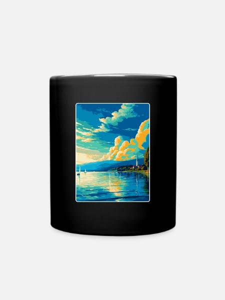 Bodensee Deutschland Österreich Schweiz Poster - Tasse einfarbig - Schwarz