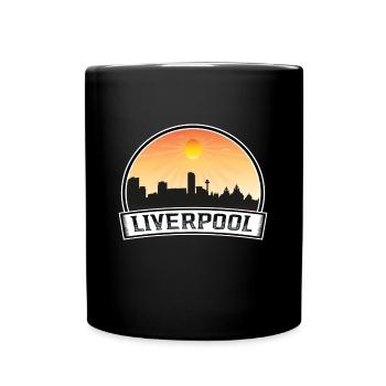 Liverpool England Skyline Vintage Sonnenuntergang Reisen So - Tasse einfarbig - Schwarz - Vorne