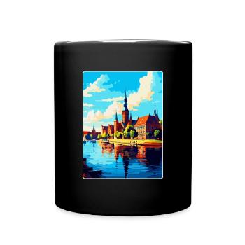 Szczecin Pologne Affiche de voyage vintage souvenir WPA - Mug uni - noir - Devant